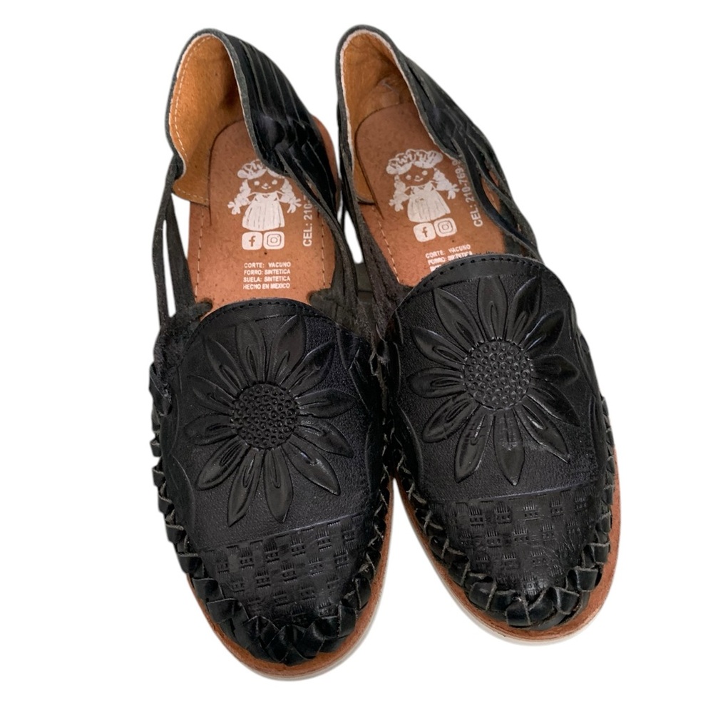 WOMENS MEXICAN SANDALS black leather handmade shoe huarache